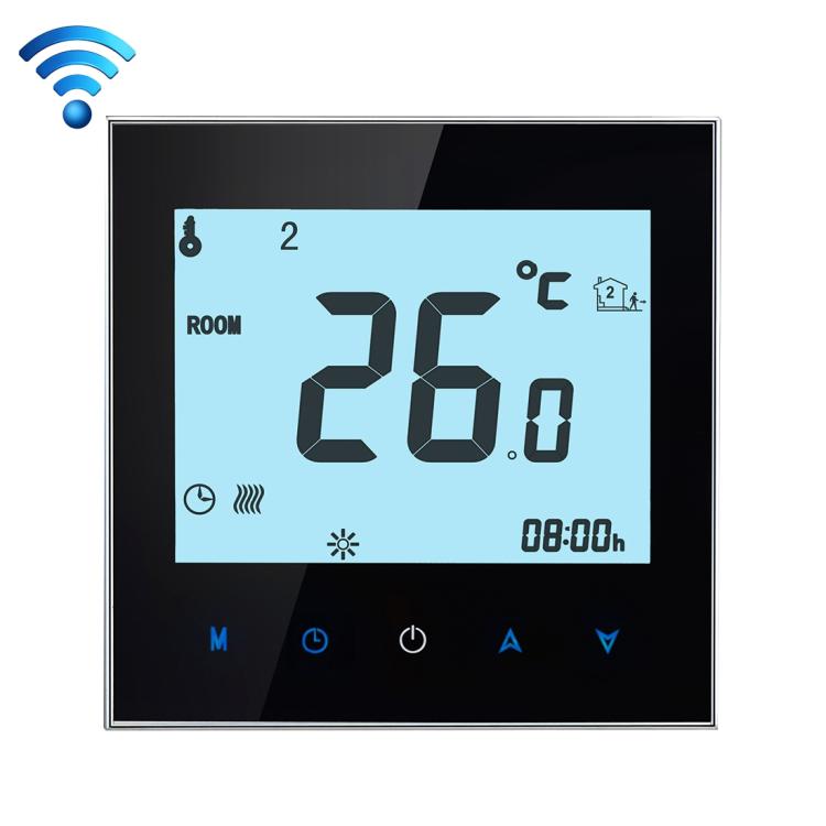 BHT-1000-GB-WIFI Carico 16A Tipo di riscaldamento elettronico Touch LCD Digitale WiFi Riscaldamento Termostato ambiente con sensore, display orologio/temperatura/periodi/ora/settimana/calore, ecc., BHT-1000 16A (Black), BHT-1000 16A (White)