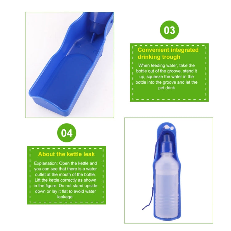 Bottiglia d'acqua portatile per cani/animali domestici da 250 ml, consegna a colori casuale, 250ml Pet Water Bottle