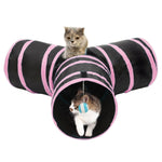 Tunnel pieghevole per gatti con 3 uscite e palla sospesa, Tunnel Exits:3 Blue, Tunnel Exits:3 Pink