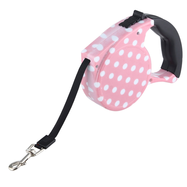 Guinzaglio retrattile flessibile per cani e gatti 5 m rosa pois