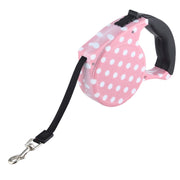 Guinzaglio retrattile flessibile per cani/gatti da 5 m con motivo a pois rosa per passeggiate quotidiane, Pink Dot