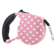 Guinzaglio retrattile flessibile per cani/gatti da 5 m con motivo a pois rosa per passeggiate quotidiane, Pink Dot