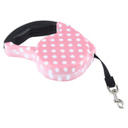Guinzaglio retrattile flessibile per cani/gatti da 5 m con motivo a pois rosa per passeggiate quotidiane, Pink Dot