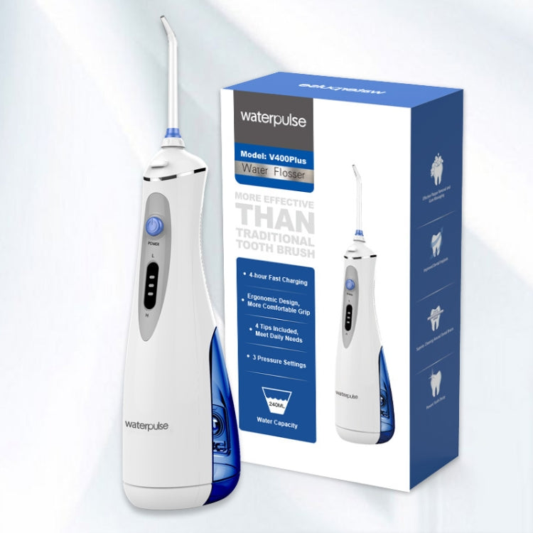 Waterpulse V400Plus Irrigatore orale cordless ricaricabile USB, V400Plus, Plug: UK