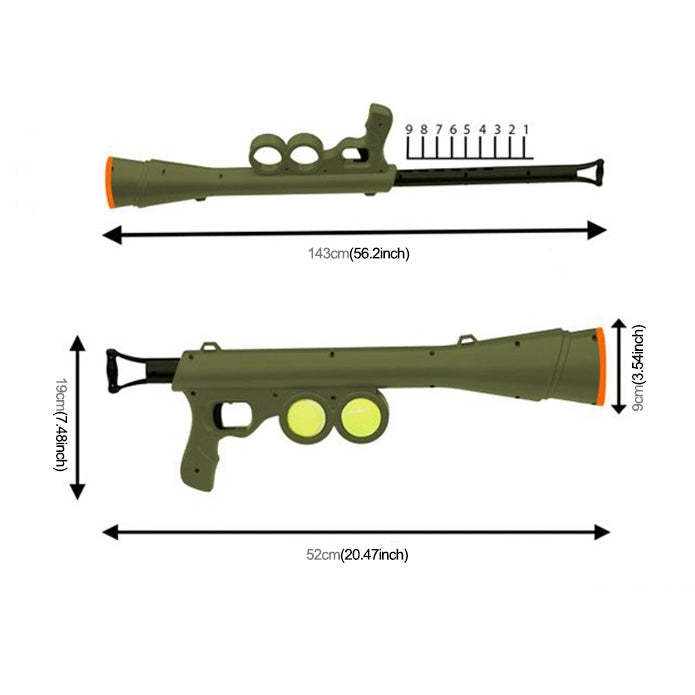 Forniture per animali domestici Giocattolo per addestramento del cane Lanciatore per sparare Pistola per sparare Lanciatore per tennis con mira a velocità remota, Dimensioni: 52 * 19 * 9 cm, Tennis Launcher