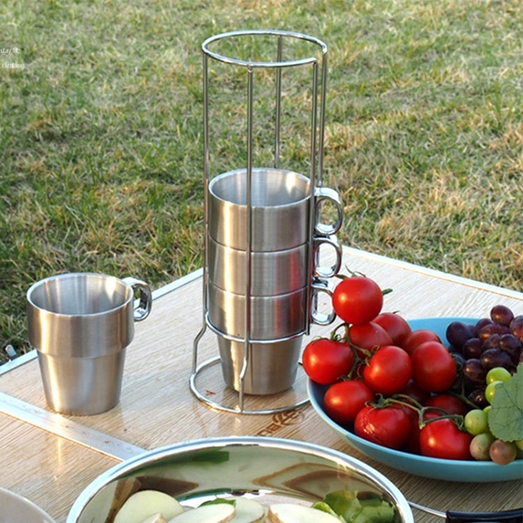 Set 4 tazze da picnic in acciaio inox 21,5x9,5 cm