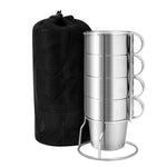 Set 4 tazze da picnic in acciaio inox 21,5x9,5 cm