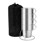 Tazze da picnic portatili da esterno Tazze da quattro pezzi in acciaio inossidabile Tazze da tè anti-calde, Coffee Cup