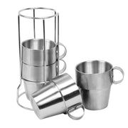 Tazze da picnic portatili da esterno Tazze da quattro pezzi in acciaio inossidabile Tazze da tè anti-calde, Coffee Cup
