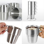 Set 4 tazze da picnic in acciaio inox 21,5x9,5 cm