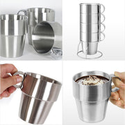 Tazze da picnic portatili da esterno Tazze da quattro pezzi in acciaio inossidabile Tazze da tè anti-calde, Coffee Cup