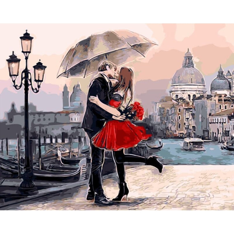 Dipingi creativo fai-da-te con i numeri Pittura a olio Amanti dei baci Pittura artistica senza cornice, Dimensioni: 40 * 50 cm, Kiss Lovers Art Painting