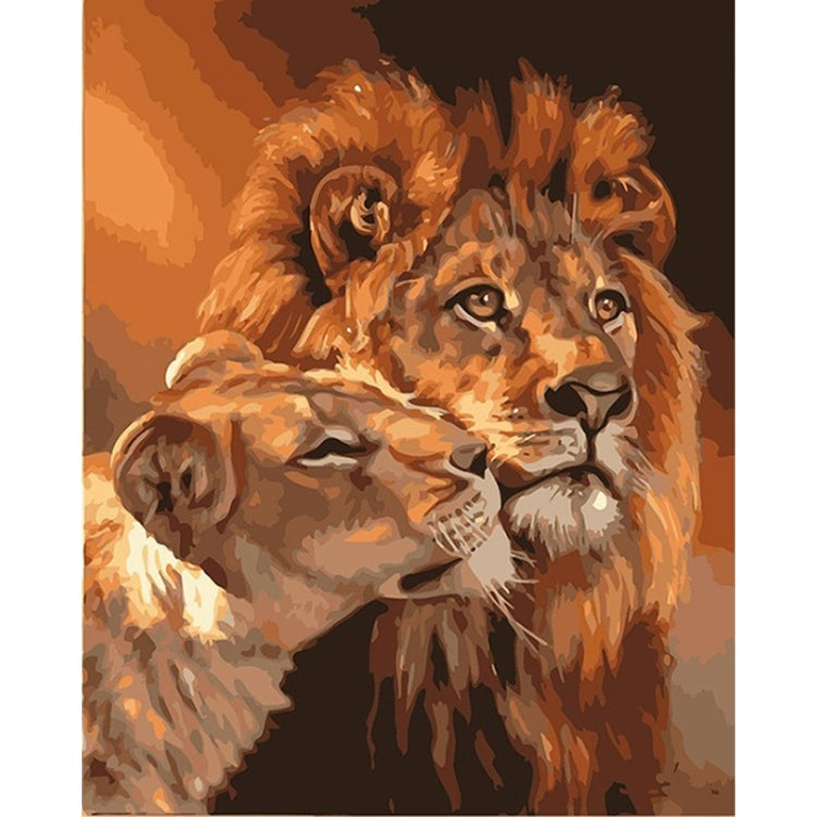 Pittura creativa fai-da-te con i numeri Pittura a olio Coppia di leoni Pittura artistica senza cornice, Dimensioni: 40 * 50 cm, Lion Couple Art Painting