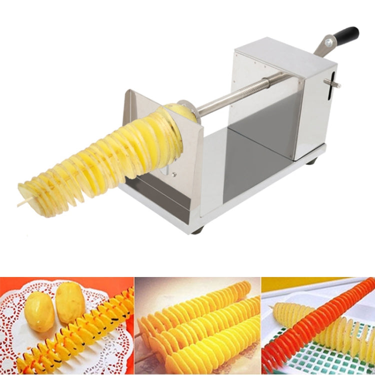 Taglierina per affettatrice twister per patatine fritte manuale in acciaio inossidabile a spirale Tornado Tower, Hand Shake