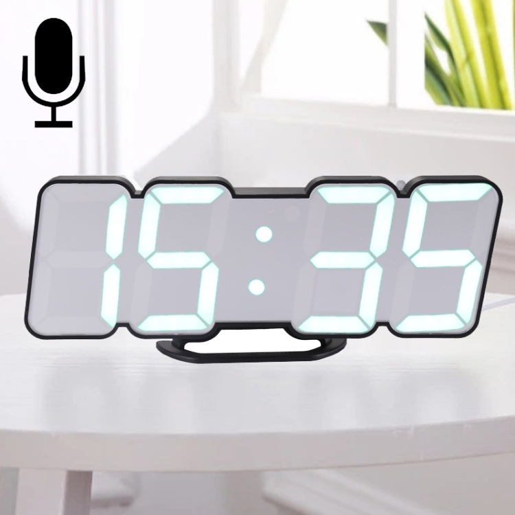 Moderna sveglia digitale colorata con controllo del suono a LED 3D, regolazione della luminosità, orologio da parete elettronico luminoso, con telecomando, 9001 Black, 9001 White