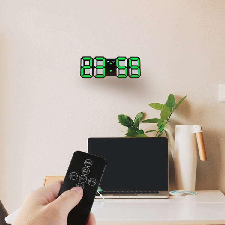Moderna sveglia digitale colorata con controllo del suono a LED 3D, regolazione della luminosità, orologio da parete elettronico luminoso, con telecomando, 9001 Black, 9001 White