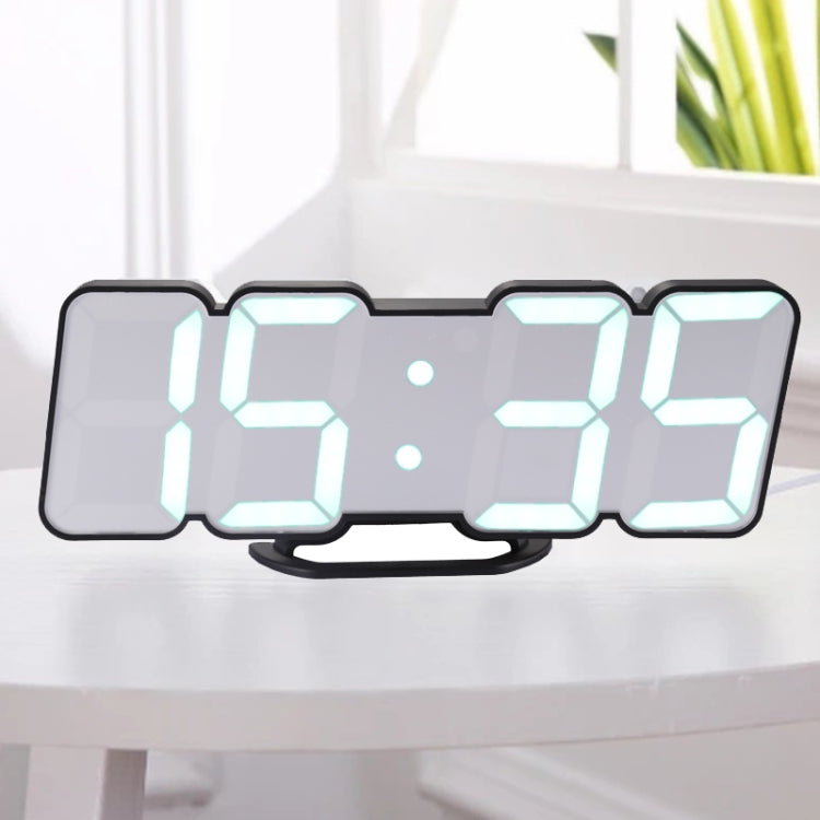 Moderna sveglia digitale colorata con controllo del suono a LED 3D, regolazione della luminosità, orologio da parete elettronico luminoso, con telecomando, 9001 Black, 9001 White