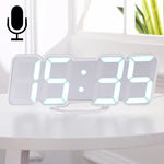 Moderna sveglia digitale colorata con controllo del suono a LED 3D, regolazione della luminosità, orologio da parete elettronico luminoso, con telecomando, 9001 Black, 9001 White