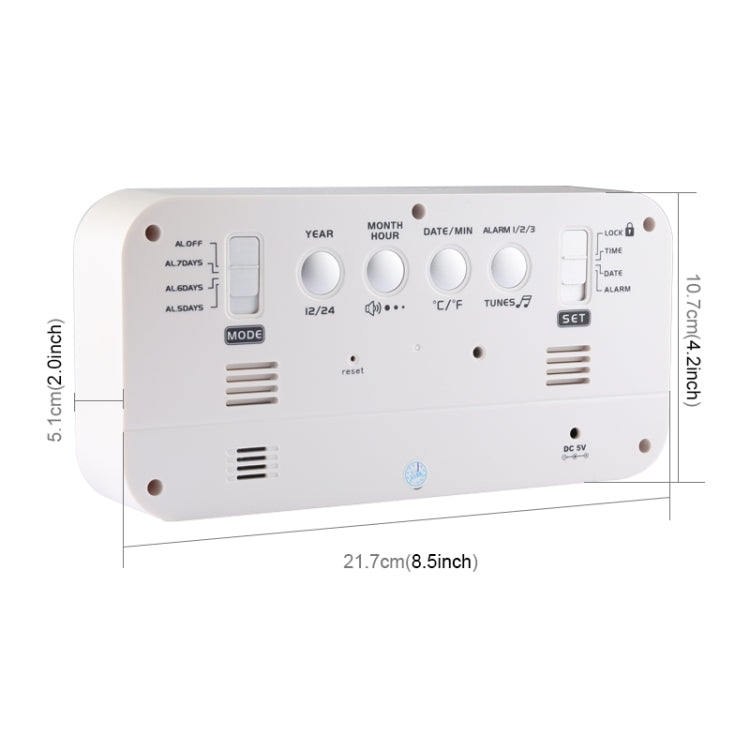 Sveglia digitale musicale LED con telecomando 26x18 cm