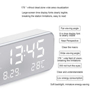 Sveglia musicale digitale LED a grande schermo multifunzionale con display di ora/settimana/temperatura/calendario e telecomando, DC 5V, Music Alarm Clock