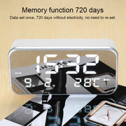 Sveglia musicale digitale LED a grande schermo multifunzionale con display di ora/settimana/temperatura/calendario e telecomando, DC 5V, Music Alarm Clock