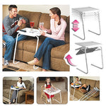 Supporto in plastica con supporto in tubo d'acciaio Tavolo portatile multiuso pieghevole sollevabile per laptop, altezza regolabile: 53-74 cm, angolo regolabile: 30 gradi / 60 gradi / 90 gradi / 180 gradi, Adjustable Height: 53-74cm