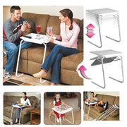 Supporto in plastica con supporto in tubo d'acciaio Tavolo portatile multiuso pieghevole sollevabile per laptop, altezza regolabile: 53-74 cm, angolo regolabile: 30 gradi / 60 gradi / 90 gradi / 180 gradi, Adjustable Height: 53-74cm