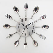 Orologio da parete al quarzo con coltello e forchetta in acciaio inossidabile, cucina creativa, soggiorno, cucina