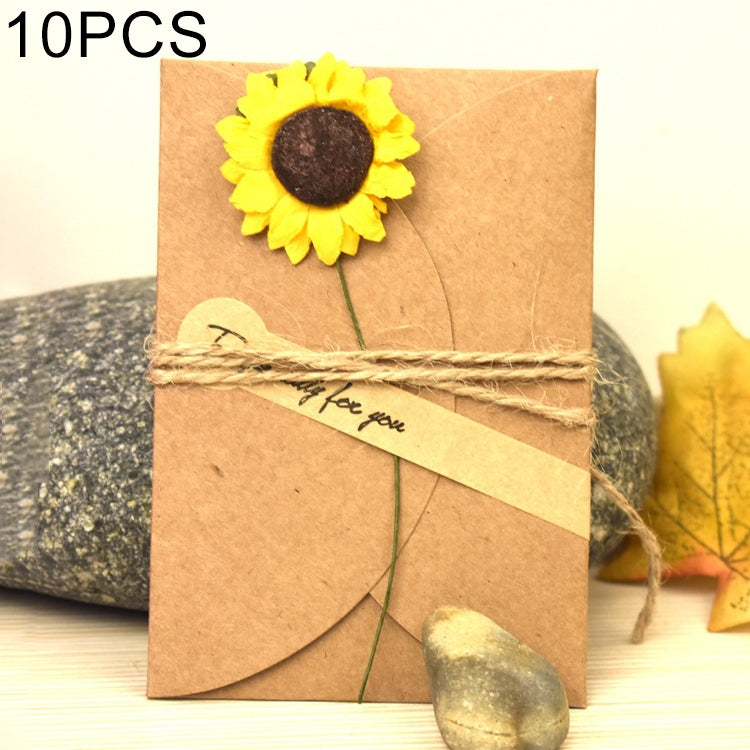 10 biglietti di auguri con fiori secchi in carta kraft