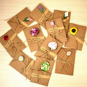 10 biglietti di auguri di compleanno con fiori secchi fatti a mano in carta kraft retrò fai da te creativi per festival, Sunflower