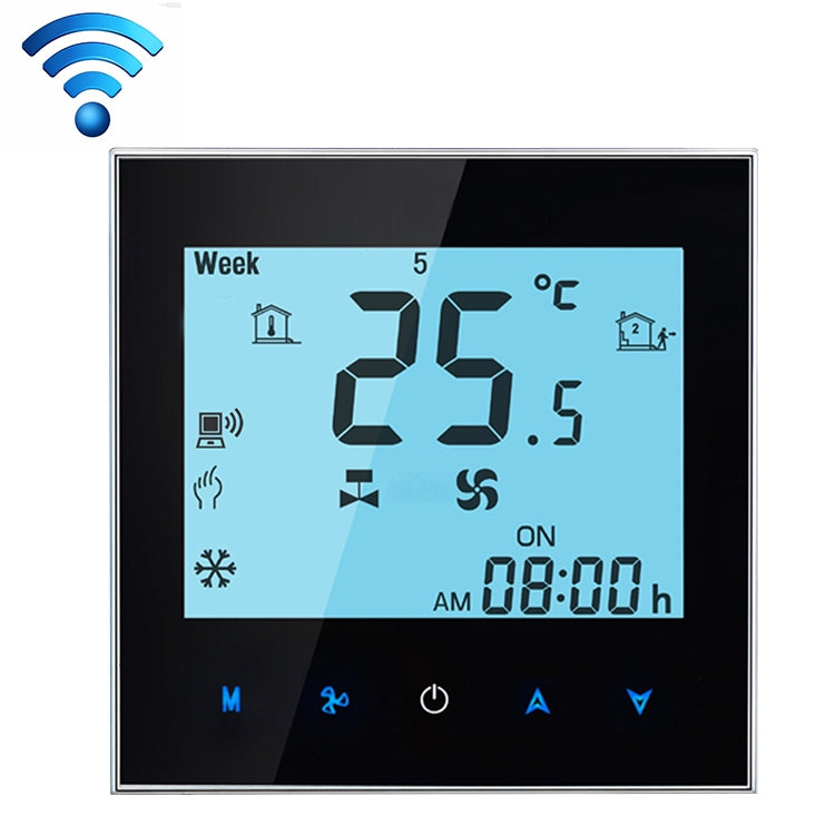 4-Pipe Programmable Room Thermostat with LCD Display, Air Conditioning, for Fan Coil Unit, Supports Wi-Fi