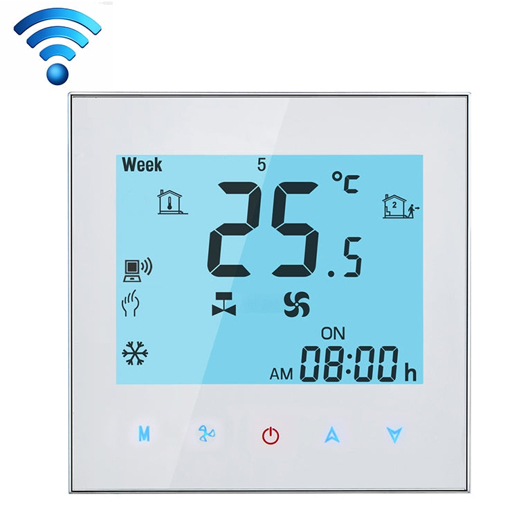 4-Pipe Programmable Room Thermostat with LCD Display, Air Conditioning, for Fan Coil Unit, Supports Wi-Fi