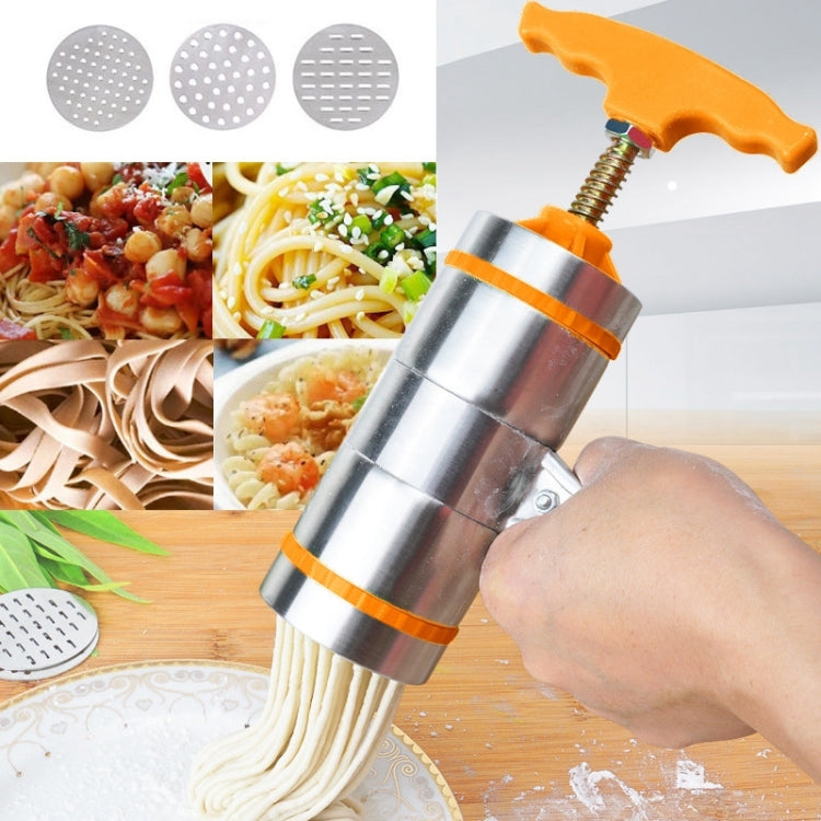Macchina per noodle con impugnatura manuale in acciaio inossidabile di piccole dimensioni a 3 stampi per uso domestico, 3 Molds
