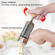 Macchina per noodle con impugnatura manuale in acciaio inossidabile di piccole dimensioni a 3 stampi per uso domestico, 3 Molds