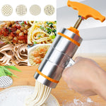 Macchina per noodle con impugnatura manuale in acciaio inossidabile di piccole dimensioni a 4 stampi per uso domestico, 4 Molds