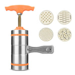 Macchina per noodle con impugnatura manuale in acciaio inossidabile di piccole dimensioni a 4 stampi per uso domestico, 4 Molds