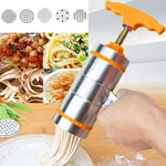 Macchina per noodle con impugnatura manuale in acciaio inossidabile di piccole dimensioni a 5 stampi per uso domestico, 5 Molds