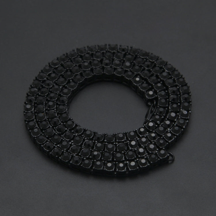 Collana a catena in lega intarsiata di cristallo a fila singola punk hip-hop da uomo, dimensioni: 24 pollici, Size: 24 inch