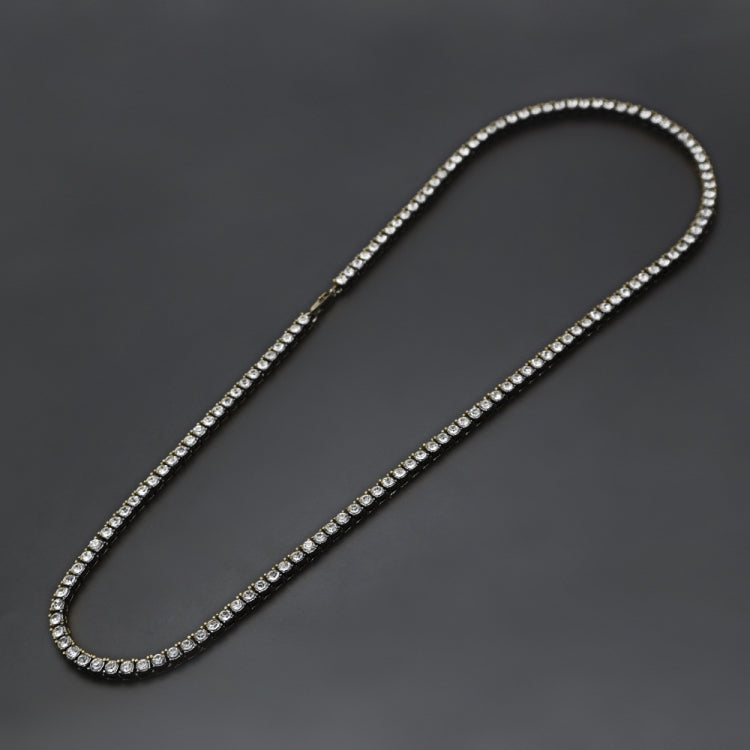 Collana a catena in lega intarsiata di cristallo a fila singola punk hip-hop da uomo, dimensioni: 24 pollici, Size: 24 inch