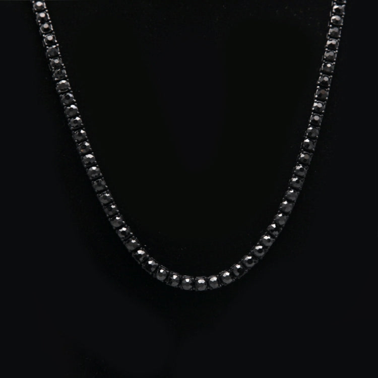 Collana a catena in lega intarsiata di cristallo a fila singola punk hip-hop da uomo, dimensioni: 24 pollici, Size: 24 inch
