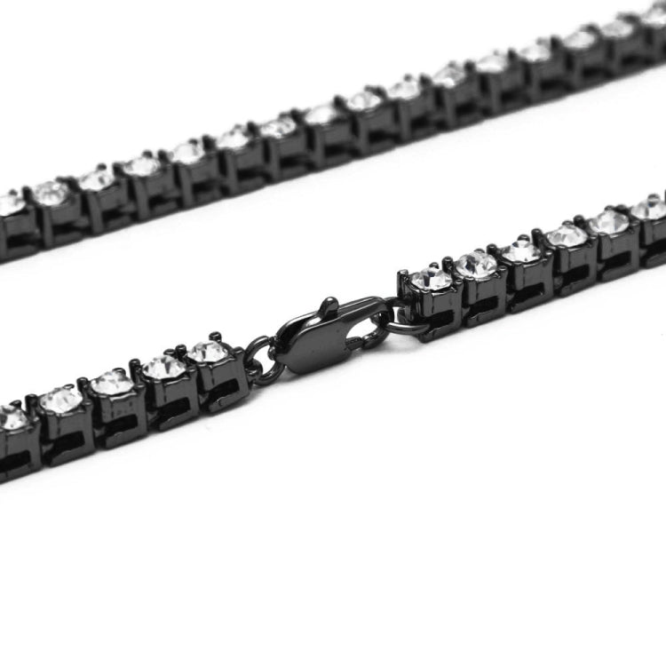 Collana a catena in lega intarsiata di cristallo a fila singola punk hip-hop da uomo, dimensioni: 24 pollici, Size: 24 inch