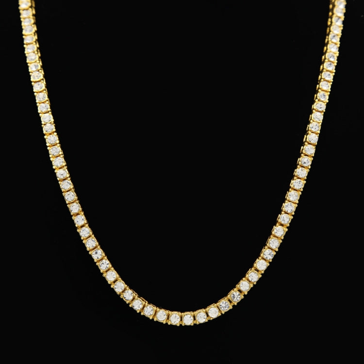 Collana a catena in lega intarsiata di cristallo a fila singola punk hip-hop da uomo, dimensioni: 24 pollici, Size: 24 inch