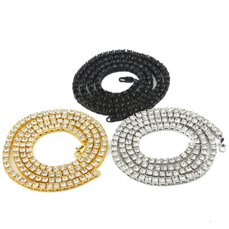Collana a catena in lega intarsiata di cristallo a fila singola punk hip-hop da uomo, dimensioni: 24 pollici, Size: 24 inch
