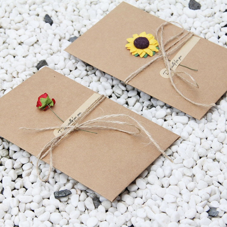 5 biglietti auguri compleanno con fiori secchi in carta kraft