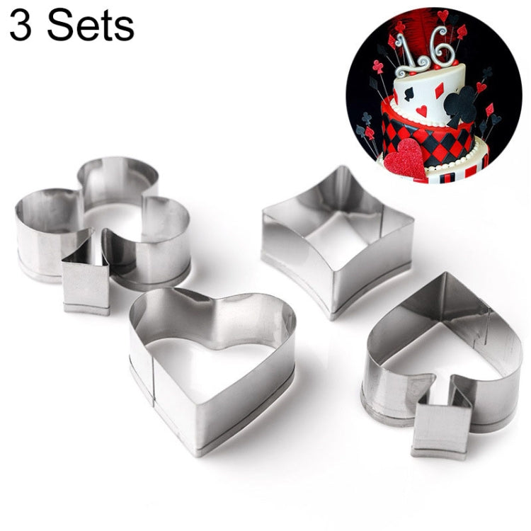 3 Set Stampo per Biscotti da Poker in Acciaio Inossidabile Carte da Gioco Stampo per Torta Fondente Stampo per Biscotti a Cuore a Vanga, 3 Sets