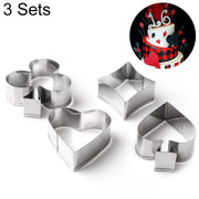 3 Set Stampo per Biscotti da Poker in Acciaio Inossidabile Carte da Gioco Stampo per Torta Fondente Stampo per Biscotti a Cuore a Vanga, 3 Sets