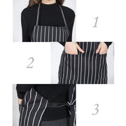 Grembiuli da lavoro unisex per cameriere, cameriere, barista, a righe bianche e nere, Black and White Stripes Apron