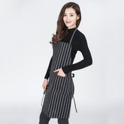 Grembiuli da lavoro unisex per cameriere, cameriere, barista, a righe bianche e nere, Black and White Stripes Apron