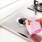 Tampone protettivo per la pulizia del piano cottura in fibra ultrasottile per la superficie del forno a gas, dimensioni: 27 * 27 cm, 0,12 mm (Argento), 0.12mm
