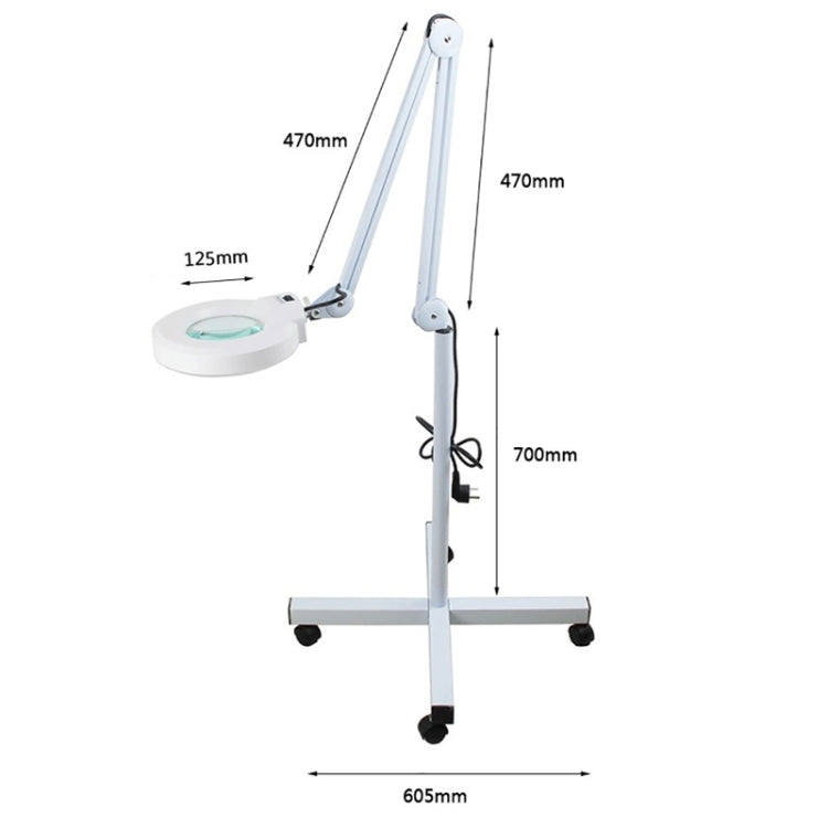 Lente d'ingrandimento da tavolo pieghevole da tavolo con braccio oscillante 5X con lampada per tatuaggi facciali, sopracciglia, salone di bellezza, luce bianca fredda